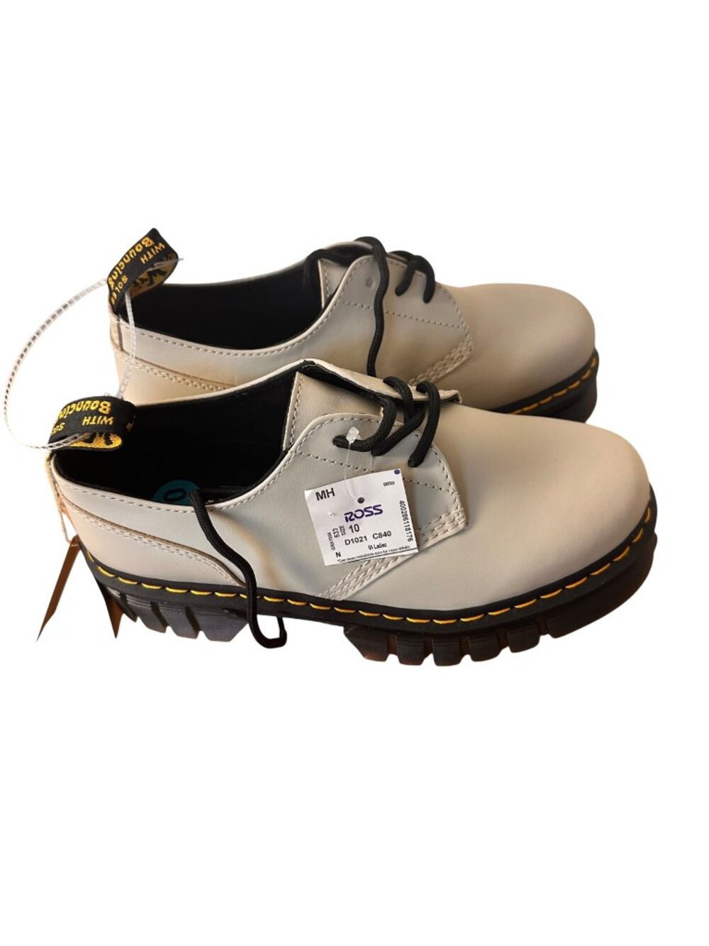 Dr. Martens 10M / Platform Ox Lace 1461 Oxford Shoes Beige 3-Eye Shoes - Picture 1 of 12